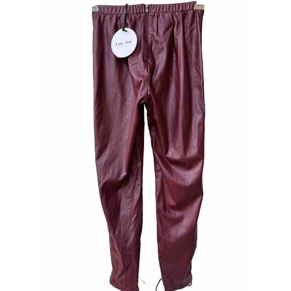 Line & Dot Women's Red Vegan Leather Juniper Lace up Corset Leggings Size S - Picture 14 of 15